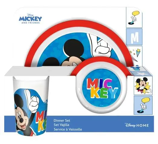 Conjunto de Refeição 2 Pratos e Copo "Mickey and Friends" - Mickey