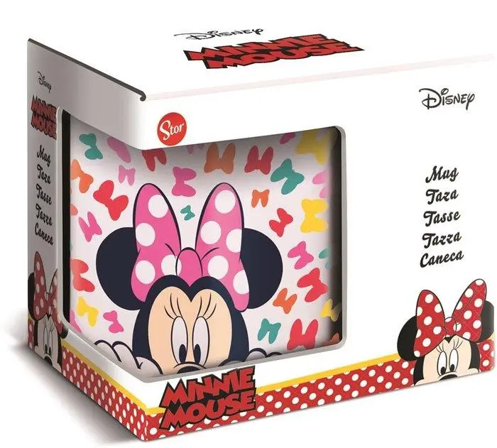 Caneca de Cerâmica Cara de Minnie C/ Laços de Cores 325ml - Minnie