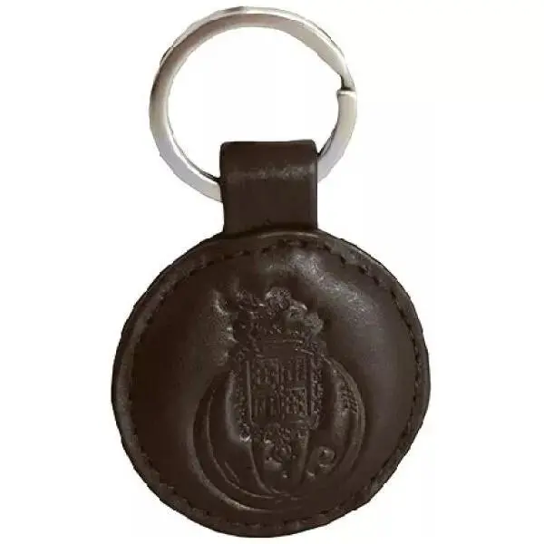 Porta Chaves Redondo de Pele em Caixa com Logo FCP