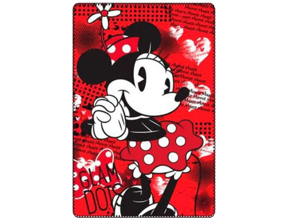 Manta Polar Vermelha "Glam Dots" 150x100cm - Minnie