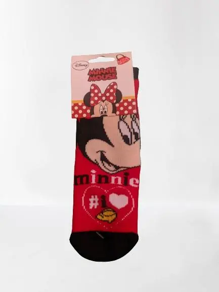 Meias Anti-derrapantes T: 27/30 Cor Vermelha e Preta- Minnie