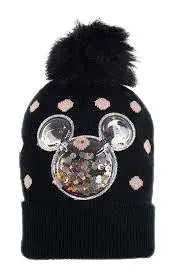 Gorro Preto com Pompom e Logo com Lantejoulas (52) - Minnie