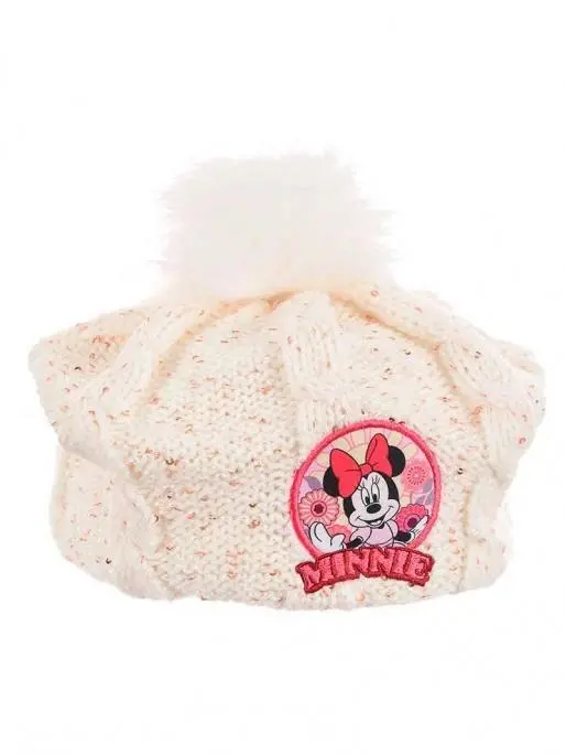 Gorro tipo Boina Branco C/ Lantejoulas e Pompom Branco T54 - Minnie