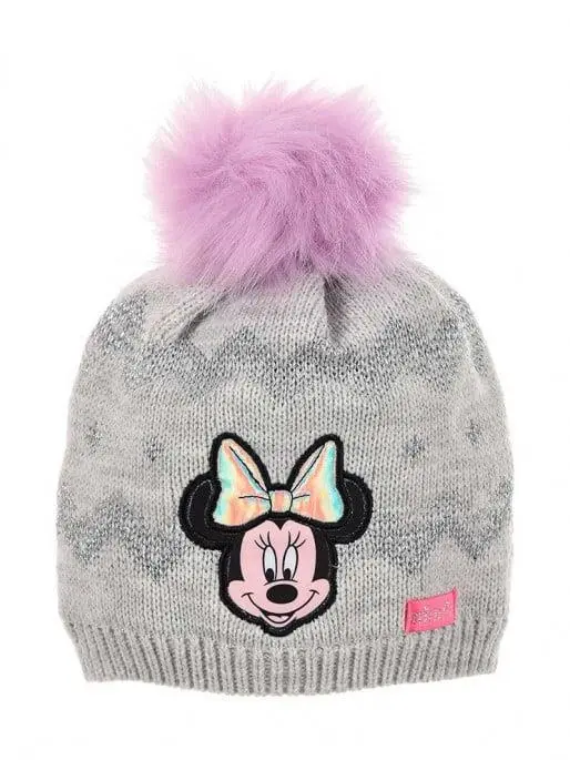 Gorro Prateado c/ Brilhos e Pompom Rosa  - Tam. 54 - Minnie