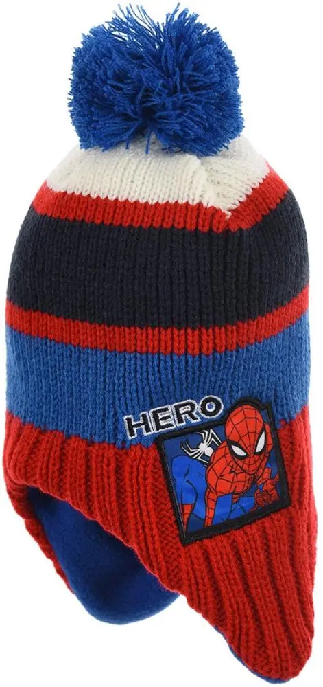 Gorro Tapa Orelhas Com Riscas e Pompom Azul T52 - Spiderman