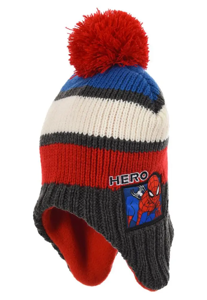 Gorro Tapa Orelhas Com Riscas e Pompom Vermelho T54 - Spiderman