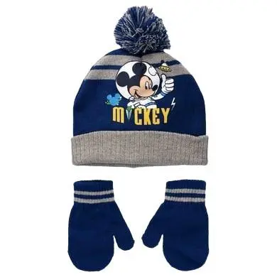 Conj. Infantil Gorro + Luvas Azul e Cinza "Astronauta" - Tam. 50 - Mickey