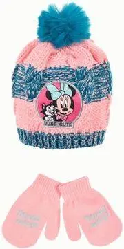 Conj. Infantil Gorro + Luvas Rosa e Azul "Minnie e Fígaro"  - Tam. 48 - Minnie