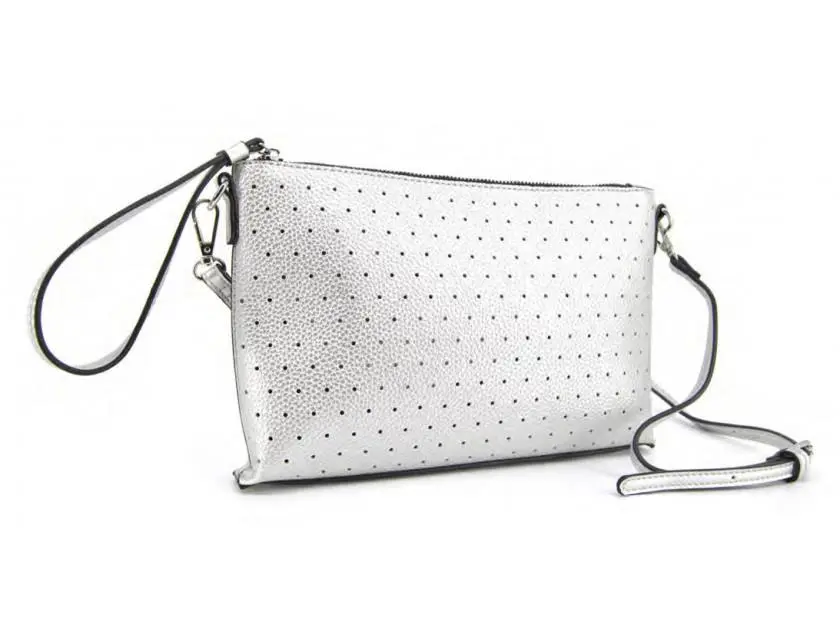 Clutch c/ Alça de Traçar "Saona" Prateada - Monica Moon