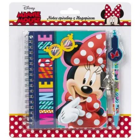 Conjunto de Diário com Argolas A5 + Esferográfica Azul e Verde - Minnie