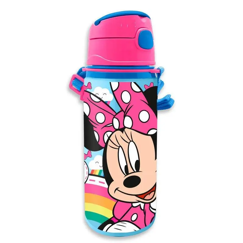 Cantil de Alumínio Flip Rosa e Azul "I Love Rainbows" 600ml - Minnie