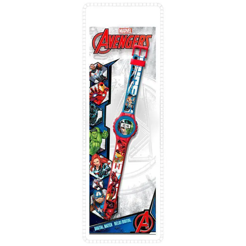 Relógio Digital com Bracelete Azul e Vermelha - Avengers