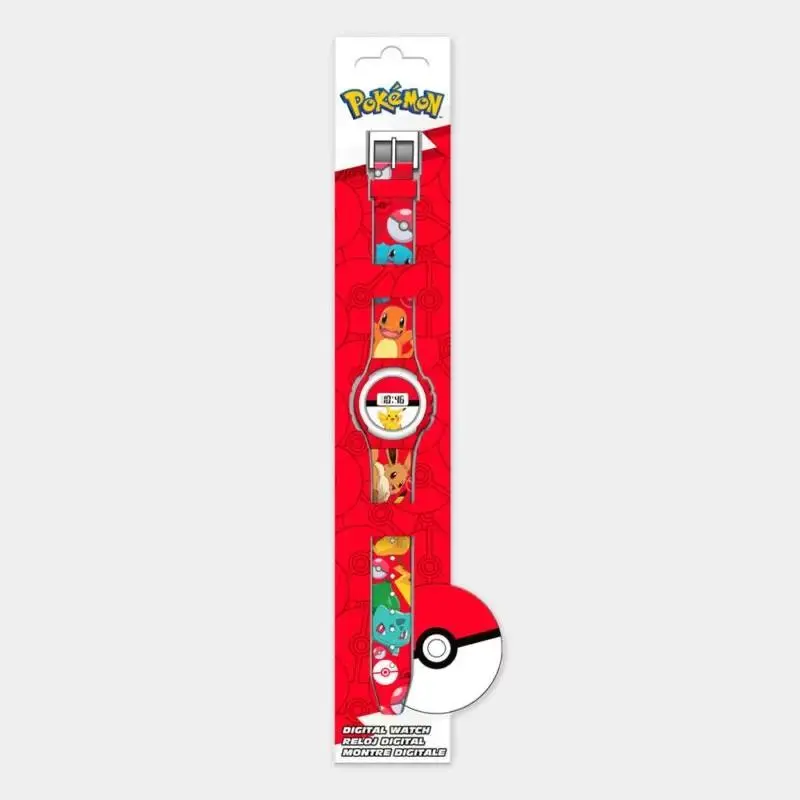 Relógio Digital Vermelho 5 Personagens - Pokémon
