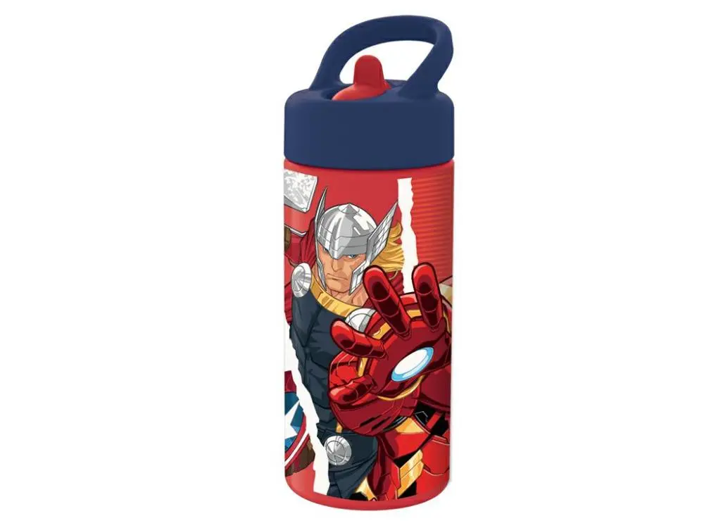 Garrafa Vermelha Avengers com Palha Retractil