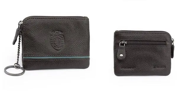 Porta Moedas em Bolsa Castanha de Pele e Linha Verde - SCP