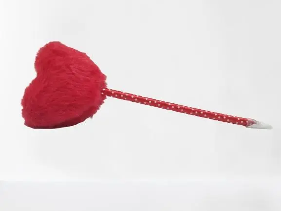 Esferográfica Vermelha com Peluche Coração