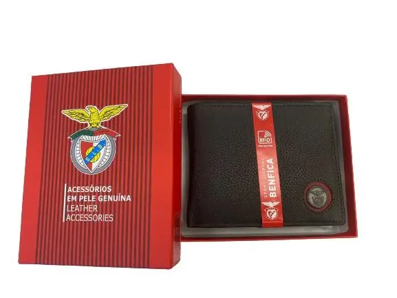 Carteira  C/ Porta Moedas castanha e Logo Metal Em Pele - SLB