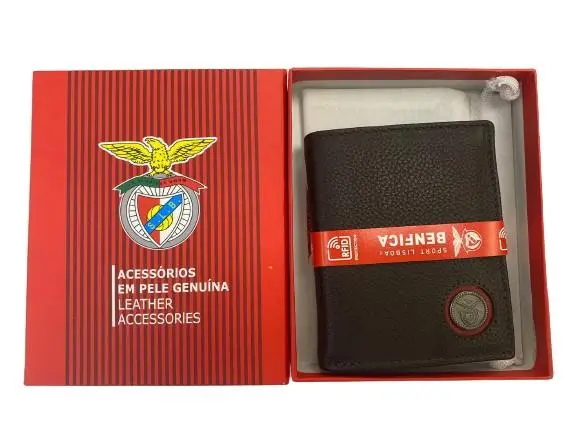 Porta cartões c/ejetor castanha e Logo Metal Em Pele - SLB