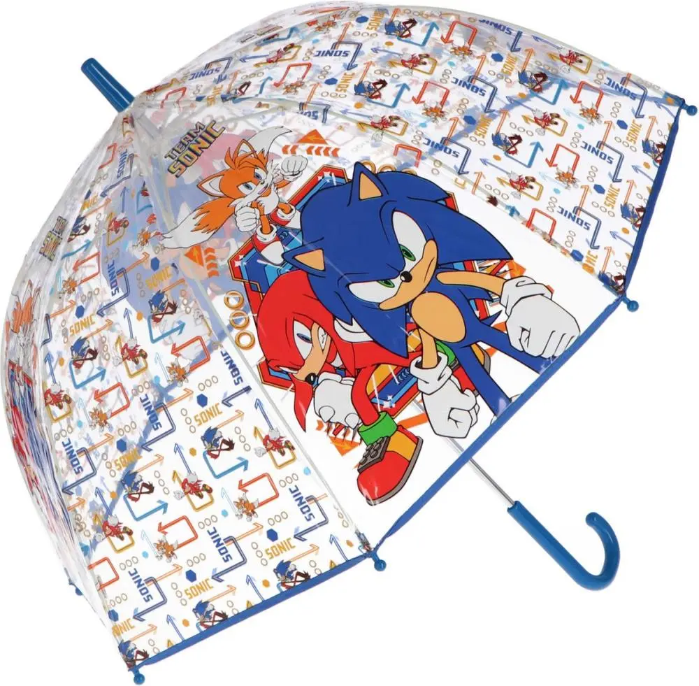 Guarda Chuva Transparente com Setas e Cabo Azul - Sonic