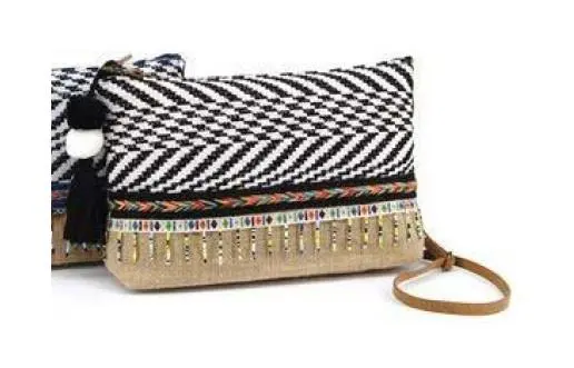 Bolsa de Traçar Riscas Pretas c/ Missangas - Simo Sastre