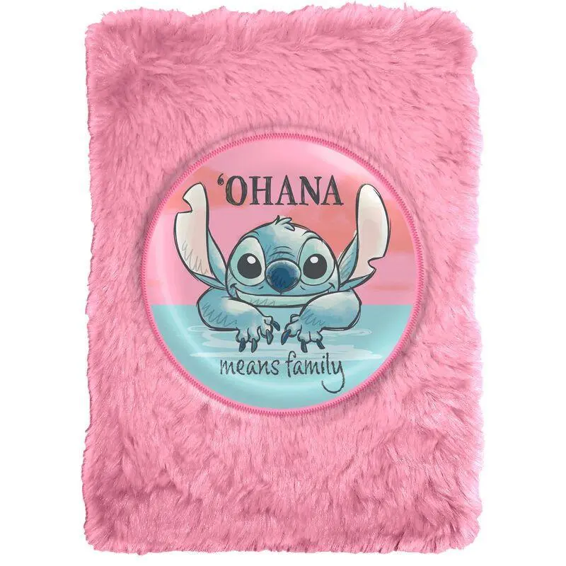 Bloco A5 com Pelo Rosa "Ohana" - Lilo & Stitch