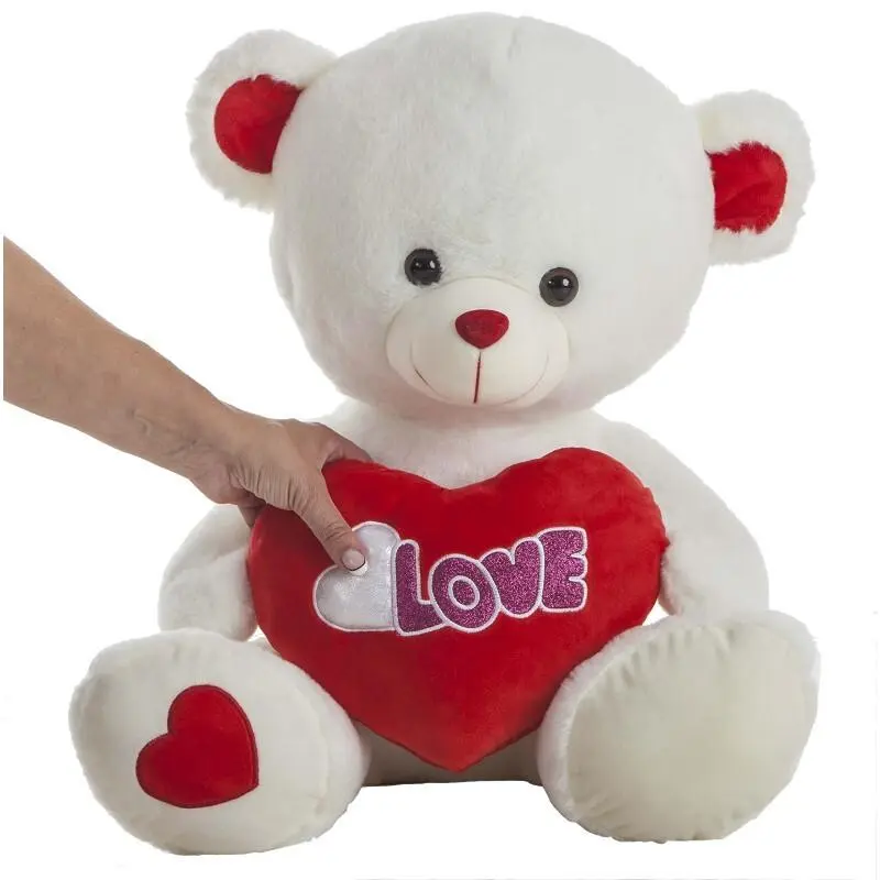 Peluche Urso Branco c/ Coração e Luz  "Love" 32 cm
