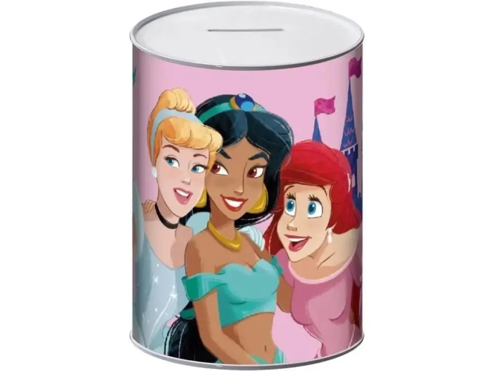 Mealheiro Pequeno em Lata Rosa 3 Personagens - Disney Princess