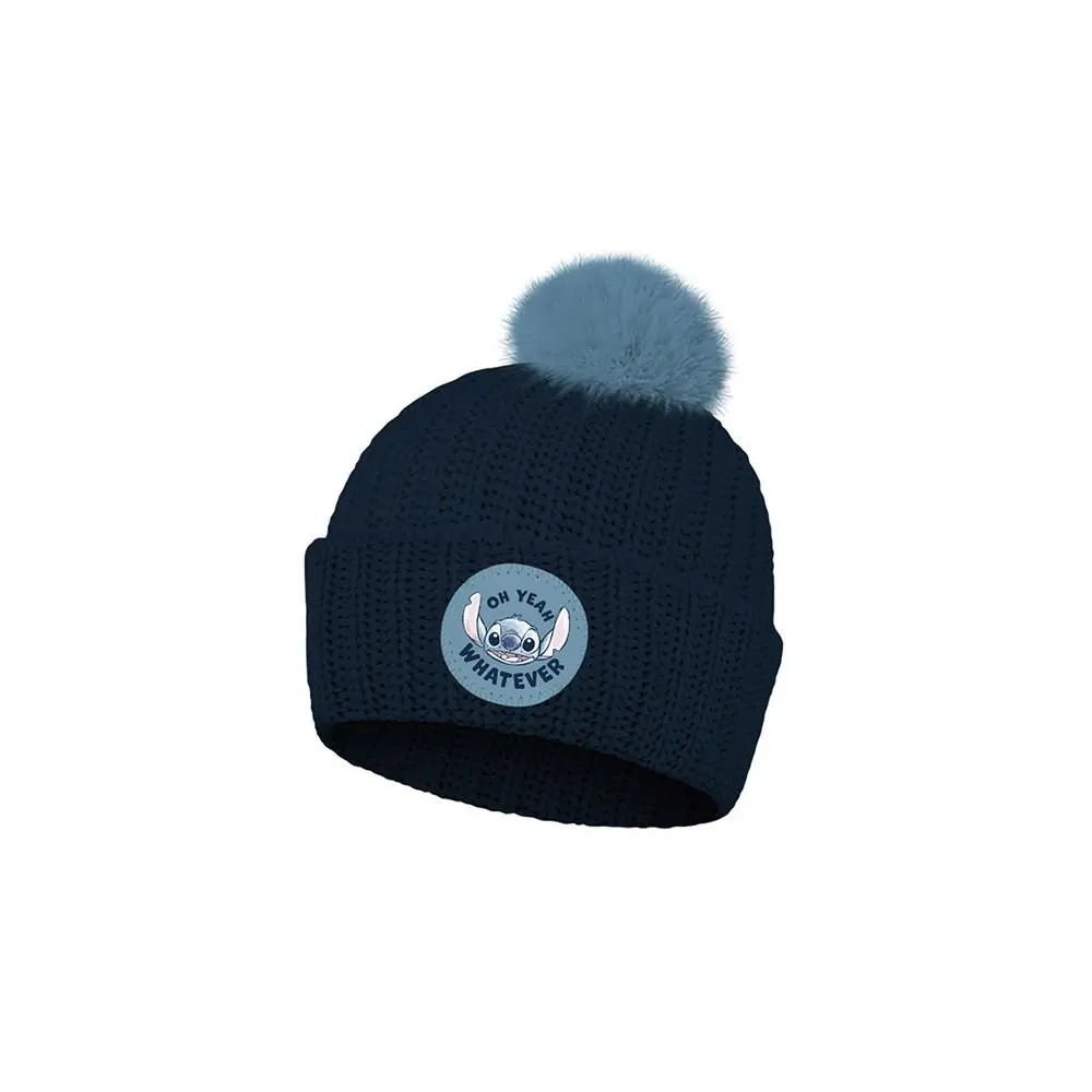 Gorro Azul Escuro c/ Pompom "Oh Yeah Whatever" (56/58cm) - Stitch