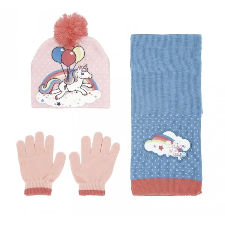 Conjunto Inverno Unicórnio Rosa e Azul