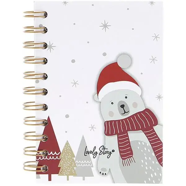 Caderno A6 de argolas branco com Urso Polar - Lovely Story