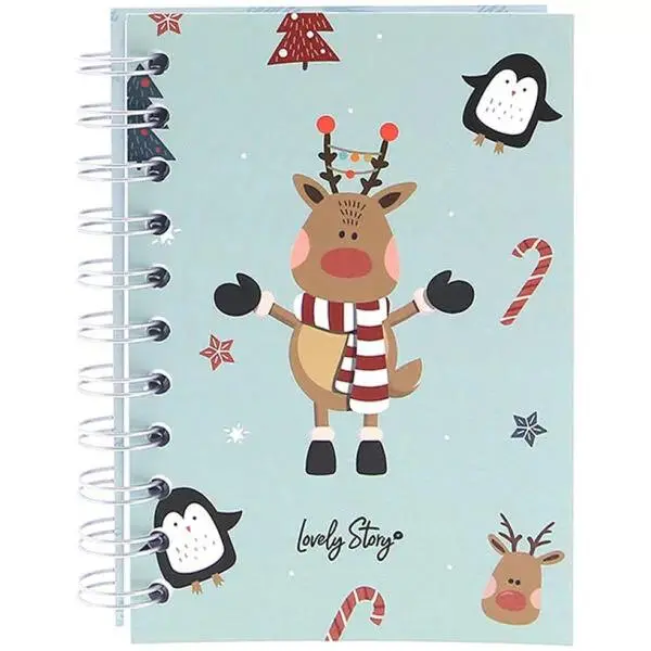 Caderno A6 de argolas verde claro com Rena - Lovely Story