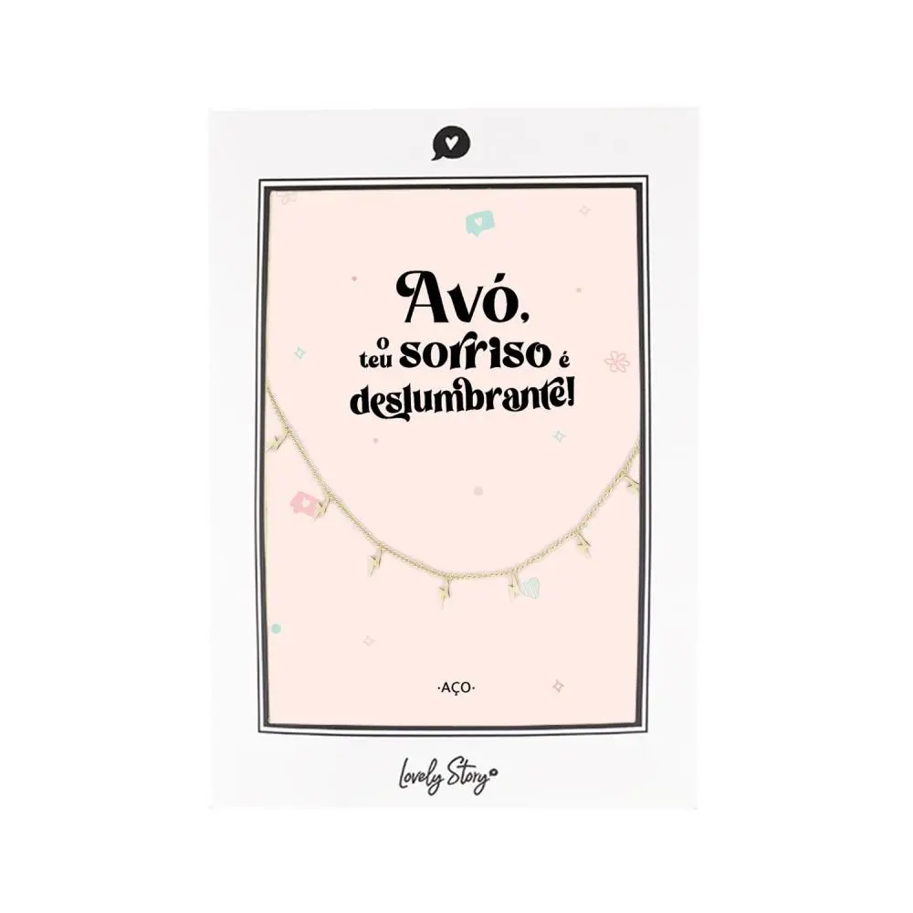 Colar de Aço Dourado Raios "Avó, o teu sorriso é deslumbrante!" - Lovely Story