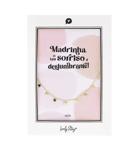 Colar de Aço Estrelas "Madrinha, o teu sorriso é deslumbrante" - Lovely Story