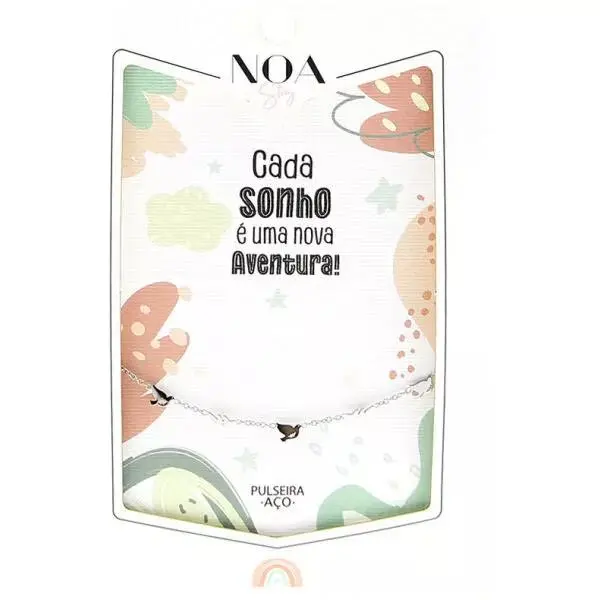 Pulseira Pomba Aço Prateado "Cada Sonho É Uma Nova Aventura!" - Lovely Story