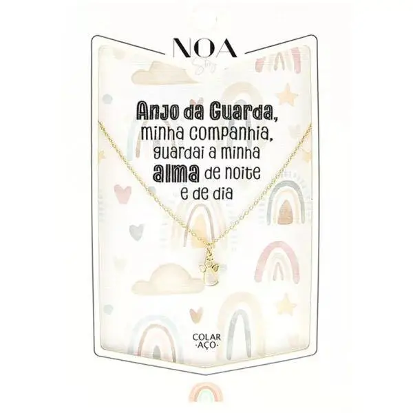 Colar Anjo Aço Dourado "Anjo da Guarda, Minha Companhia" - Lovely Story