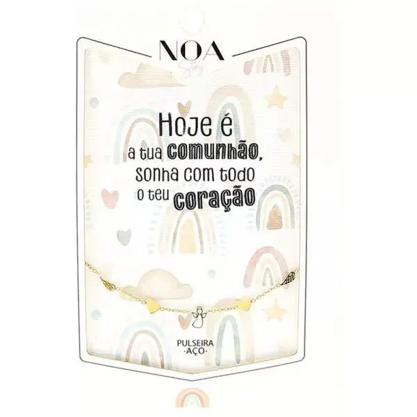 Pulseira Anjo Aço Dourado "Hoje É Tua Comunhão, Sonha Com Todo o Teu Coração" - Lovely Story