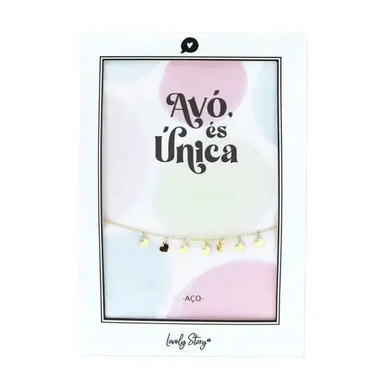 Pulseira de Aço Dourado Corações "Avó, és Única" - Lovely Story