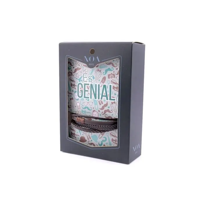 Pulseira Entrançada Dupla Castanha "És Genial" - Noa Man - Lovely Story