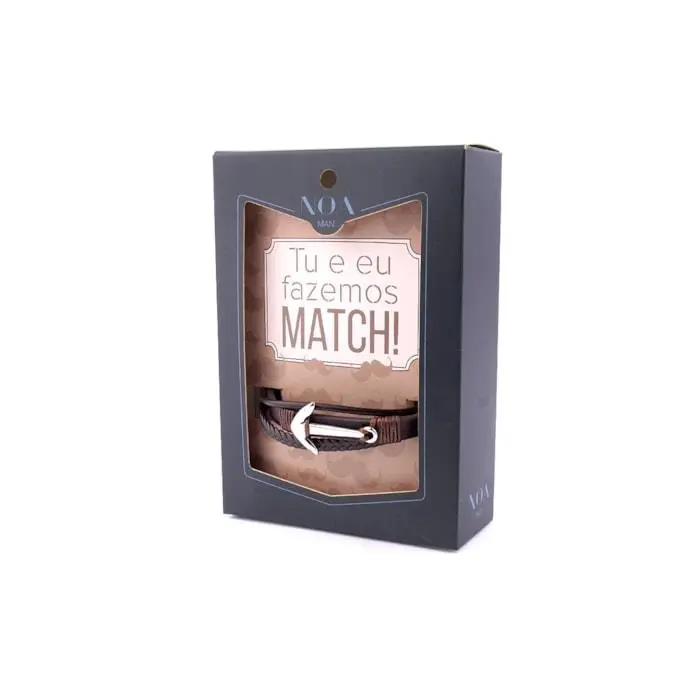 Pulseira com Âncora Castanha "Tu e eu Fazemos Match!" - Noa Man - Lovely Story