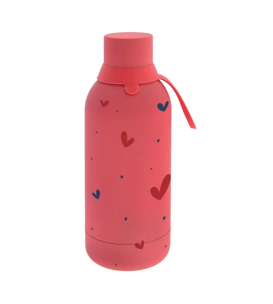 Garrafa Térmica Vermelha C/ Corações "Coral Red" 500ml - Lovely Story
