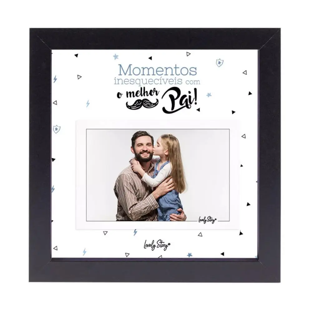 Moldura Preta c/ 1 Foto Pai "Momentos Inesquecíveis" - Malasaña