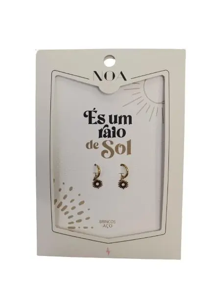 Brincos de Argola de Aço Dourado "És um Raio de Sol" - Noa Story