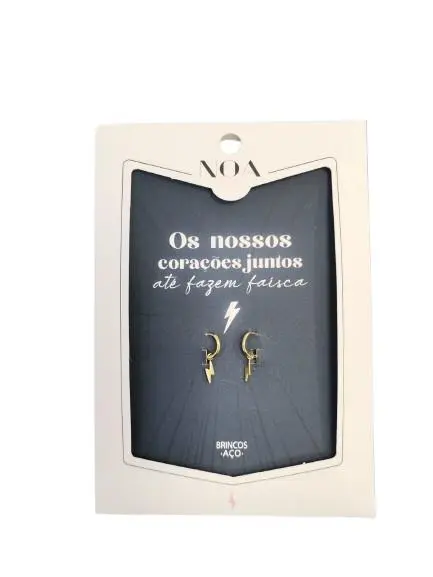 Brincos de Argola de Aço Dourado "Os Nossos Corações Juntos até Fazem" - Noa Story