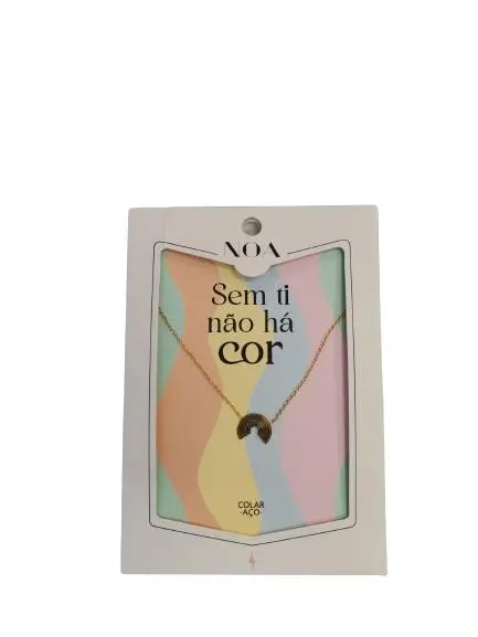 Colar de Aço Dourado "Sem Ti Não Há Cor" - Noa Story