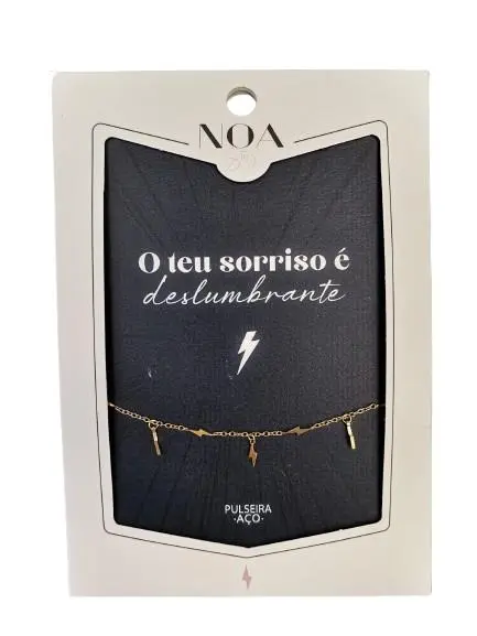Pulseira de Aço Dourado "O Teu Sorriso é Deslumbrante" - Noa Story
