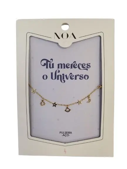 Pulseira de Aço Dourado "Tu Mereces o Universo" - Noa Story
