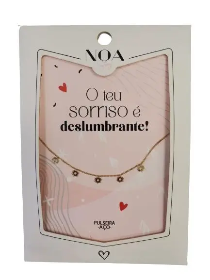 Pulseira de Aço Dourado Sóis "O Teu Sorriso é Deslumbrante" - Noa Story