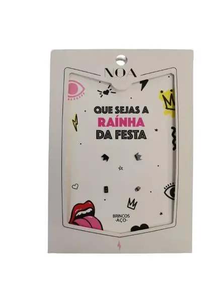 Brincos de Aço Prateado "Que Sejas a Rainha da Festa" - Noa Story