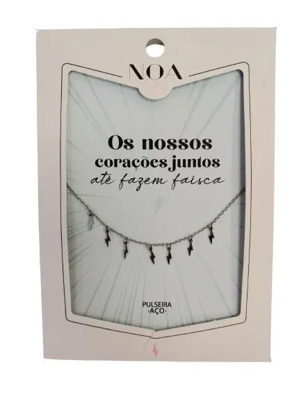 Pulseira de Aço Prateada "Os Nossos Corações Juntos até Fazem Faísca" - Noa Story