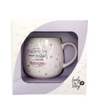 Caneca Oval "Madrinha, Metade Mãe, Metade Amiga" - Lovely Story